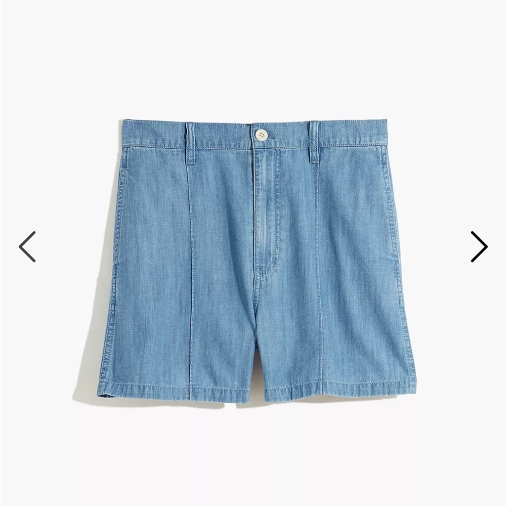 Pintuck Denim Shorts